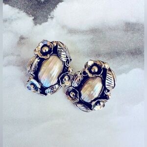 Stunning Abalone Shell Mexican Silver Earrings 🌸🐚